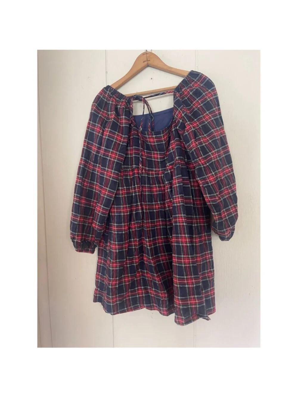 Lili Sidonio for Molly Bracken Plaid Flannel Tartan Babydoll Mini Dress M - Picture 7 of 10